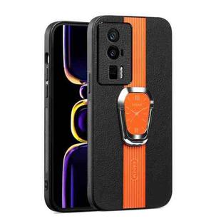 For Xiaomi Redmi K60 / K60 Pro Magnetic Litchi Leather Back Phone Case with Holder(Orange)