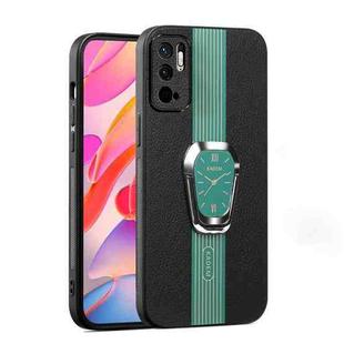 For Xiaomi Redmi Note 10 5G Magnetic Litchi Leather Back Phone Case with Holder(Green)