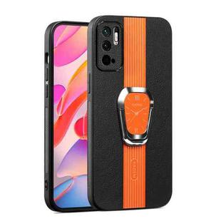 For Xiaomi Redmi Note 10 5G Magnetic Litchi Leather Back Phone Case with Holder(Orange)