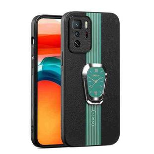 For Xiaomi Redmi Note 10 Pro 5G Magnetic Litchi Leather Back Phone Case with Holder(Green)