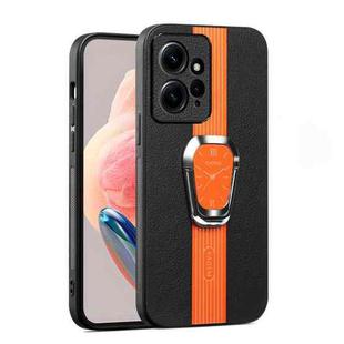 For Xiaomi Redmi Note 12 4G Magnetic Litchi Leather Back Phone Case with Holder(Orange)