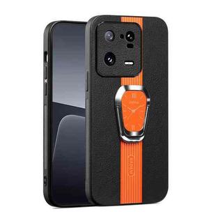 For Xiaomi 13 Pro Magnetic Litchi Leather Back Phone Case with Holder(Orange)