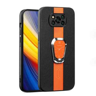 For Xiaomi Poco X3 / X3 Pro Magnetic Litchi Leather Back Phone Case with Holder(Orange)