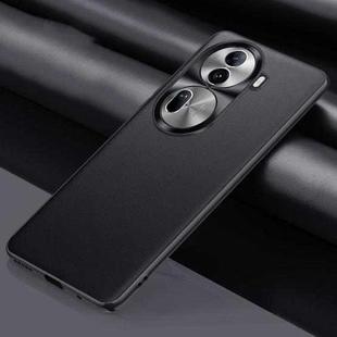 For OPPO Reno11 China Plain-leather All-inclusive Shockproof Phone Case(Black)