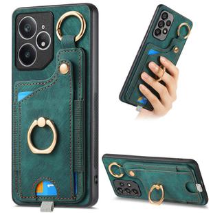 For Realme Neo 7 Retro Skin-feel Ring Card Bag Phone Case with Hang Loop(Green)