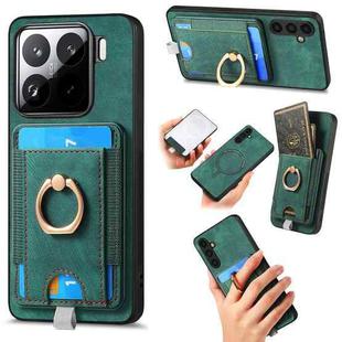 For Xiaomi 15 Pro Retro Splitable Magnetic Card Bag Leather Phone Case(Green)