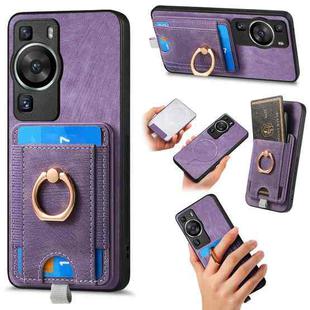 For Huawei P60 Retro Splitable Magnetic Card Bag Leather Phone Case(Purple)