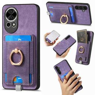 For Huawei nova 13 Retro Splitable Magnetic Card Bag Leather Phone Case(Purple)