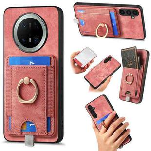 For Huawei Mate 70 Pro Retro Splitable Magnetic Card Bag Leather Phone Case(Pink)