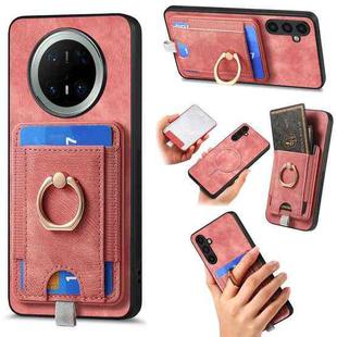 For Huawei Mate 70 Pro+ Retro Splitable Magnetic Card Bag Leather Phone Case(Pink)