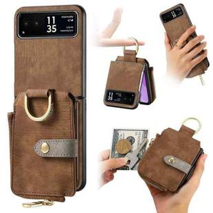 For Motorola Razr 40 Retro Skin-feel Ring Multi-card Wallet Phone Case(Brown)