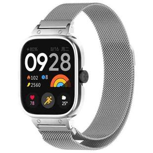 For Redmi Watch 4 Milan Magnetic Steel Mesh Watch Band + Watch Metal Frame(Silver)