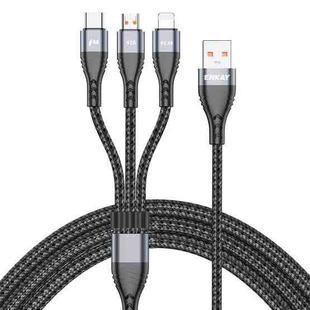 ENKAY 3-in-1 6A USB to Type-C / 8 Pin / Micro USB Multifunction Fast Charging Cable, Cable Length:1m(Grey)