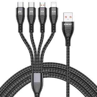 ENKAY 4-in-1 6A USB-A to Type-C / 8 Pin / Micro USB Multifunction Fast Charging Cable, Cable Length:1m(Black)