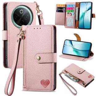 For vivo Y300 Pro Love Zipper Lanyard Leather Phone Case(Pink)