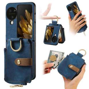 For OPPO Find N3 Retro Skin-feel Ring Multi-card Wallet Phone Case(Blue)