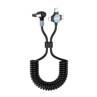 ENKAY 66W Reversible USB to Type-C / 8 Pin / Micro USB Elastic Spring Fast Charging Cable, Length 1.5m(Type A)