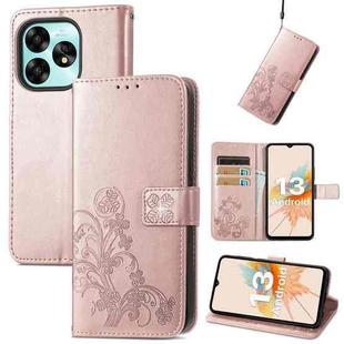 For Umidige A15 Four-leaf Clasp Embossed Buckle Leather Phone Case(Pink)