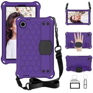 For Alcatel Joy Tab2 2020 / 3T 8.0 Honeycomb EVA Hybrid PC Tablet Case with Strap(Purple+Black)