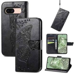 For Google Pixel 8a Butterfly Love Flower Embossed Leather Phone Case(Black)