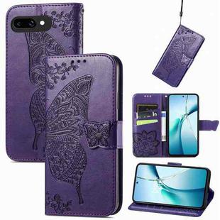 For Google Pixel 9a Butterfly Love Flower Embossed Leather Phone Case(Purple)