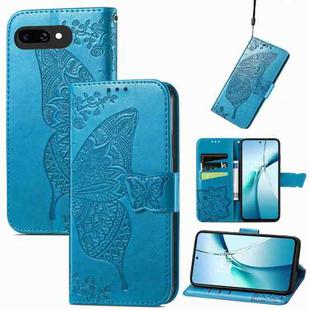 For Google Pixel 9a Butterfly Love Flower Embossed Leather Phone Case(Blue)