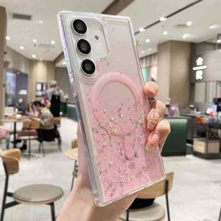 For Samsung Galaxy S25+ 5G MagSafe Glitter Hybrid Clear TPU Phone Case(Pink)