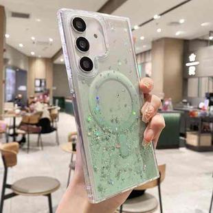 For Samsung Galaxy S25+ 5G MagSafe Glitter Hybrid Clear TPU Phone Case(Green)