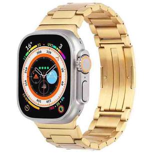 For Apple Watch Ultra 2 49mm Stainless Steel H-Shaped Fold Buckle Watch Band(Gold)