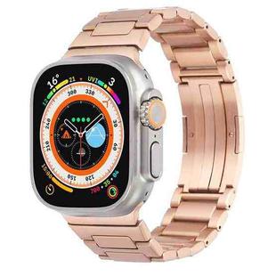 For Apple Watch SE 2022 40mm Stainless Steel H-Shaped Fold Buckle Watch Band(Rose Gold)