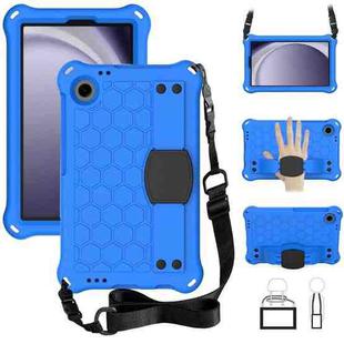 For Samsung Galaxy Tab A9 8.7 X110/X115 Honeycomb EVA Hybrid PC Tablet Case with Strap(Blue+Black)