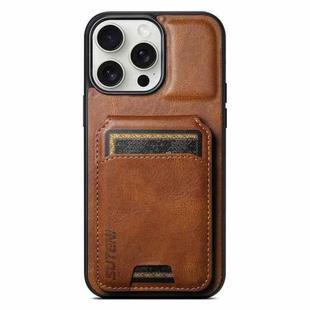 For iPhone 15 Pro Suteni H02 Leather Wallet Stand Back Phone Case(Brown)