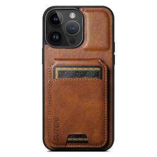 For iPhone 13 Pro Max Suteni H02 Leather Wallet Stand Back Phone Case(Brown)