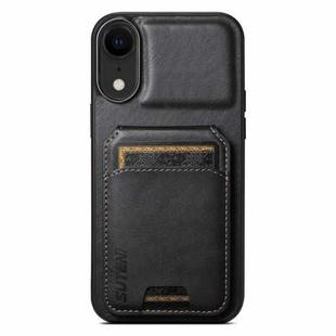 For iPhone XR Suteni H02 Leather Wallet Stand Back Phone Case(Black)