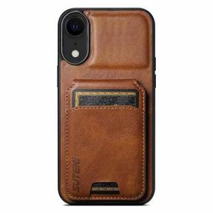 For iPhone XR Suteni H02 Leather Wallet Stand Back Phone Case(Brown)