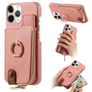 For iPhone 11 Pro Max Litchi Leather Oil Edge Ring Zipper Wallet Back Phone Case(Pink)