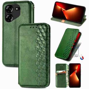 For Tecno Pova 5 4G Cubic Grid Pressed Magnetic Leather Phone Case(Green)