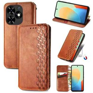 For Tecno Spark Go 2024 Cubic Grid Pressed Magnetic Leather Phone Case(Brown)