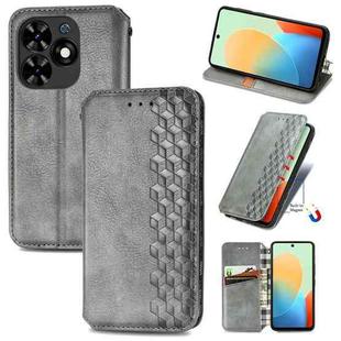 For Tecno Spark Go 2024 Cubic Grid Pressed Magnetic Leather Phone Case(Grey)