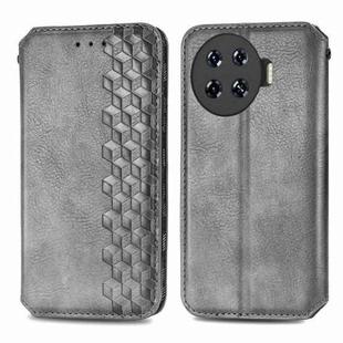 ForTecno Spark 20 Pro+ Cubic Grid Pressed Magnetic Leather Phone Case(Grey)