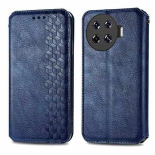 ForTecno Spark 20 Pro+ Cubic Grid Pressed Magnetic Leather Phone Case(Blue)