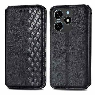 For Tecno Spark 20 4G Cubic Grid Pressed Magnetic Leather Phone Case(Black)