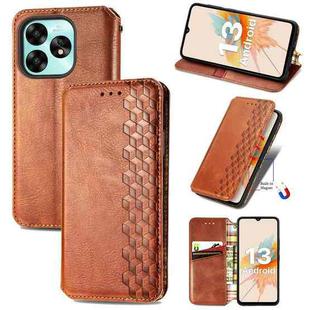 For Umidige A15 Cubic Grid Pressed Magnetic Leather Phone Case(Brown)