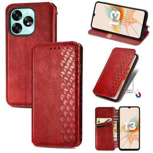 For Umidige A15 Cubic Grid Pressed Magnetic Leather Phone Case(Red)