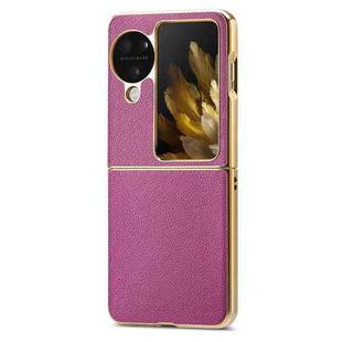 For OPPO Find N3 Flip Litchi Leather Electroplating Shockproof Phone Case(Purple)