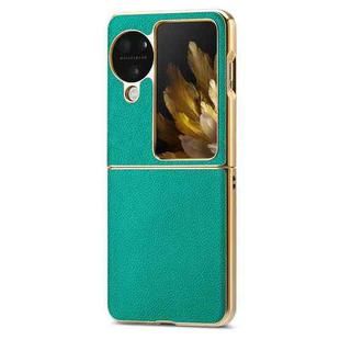 For OPPO Find N3 Flip Litchi Leather Electroplating Shockproof Phone Case(Green)