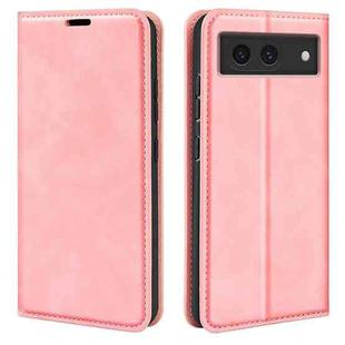 For Google Pixel 8a Retro-skin  Magnetic Suction Leather Phone Case(Pink)