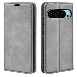 For Google Pixel 9 / 9 Pro Retro-skin Magnetic Suction Leather Phone Case(Grey)