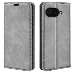 For Google Pixel 9a Retro-skin Magnetic Suction Leather Phone Case(Grey)