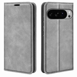 For Google Pixel 10 Pro XL Retro-skin Magnetic Suction Leather Phone Case(Grey)